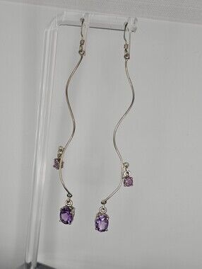 Elegant Amethyst Dangle Earrings - Sterling-Silver Twist